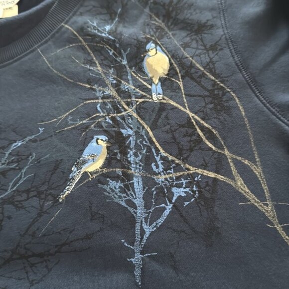 Northern Traditions Medium Blue With Blue Jay Bird Pattern Granny Sweater - Picture 5 of 10